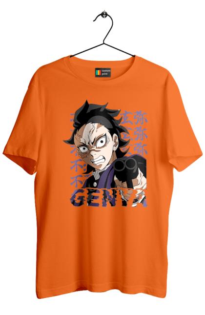 Men's t-shirt with prints Demon Slayer Genya Shinazugawa. Anime, demon slayer, genya, genya shinazugawa, kimetsu no yaiba, manga, аниме, истребитель демонов, манга. 2070702