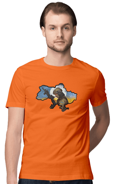 Men`s t-shirt with prints Glory to the ZSU. Clear sky, free nation, freedom, glory to heroes, glory to ukraine, happy people, peace, ukraine, will. 2070702