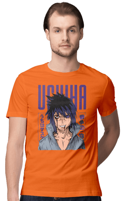 Футболка чоловіча з принтом "Наруто Саске Учіха". Naruto, sasuke, sasuke uchiha, аніме, команда 7, команда номер 7, манга, наруто, саске, саске учіха. 2070702