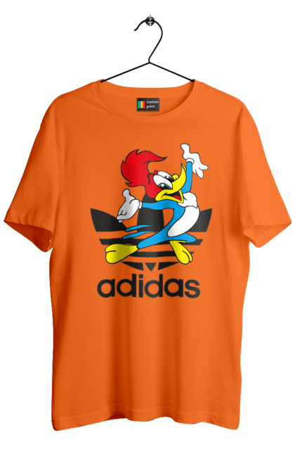 Футболка чоловіча з принтом "Adidas Вуді Вудпекер". Adidas, woody woodpecker, адідас, вуді, вуді вудпекер, дятел вуді, мультсеріал. 2070702