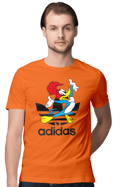 Футболка чоловіча з принтом "Adidas Вуді Вудпекер". Adidas, woody woodpecker, адідас, вуді, вуді вудпекер, дятел вуді, мультсеріал. 2070702