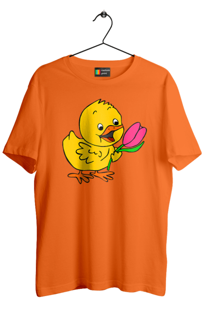 Футболка чоловіча з принтом "Курча З Тюльпаном". Курча, тюльпан. 2070702