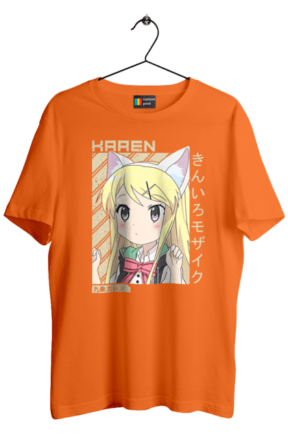 Men's t-shirt with prints Kiniro Mosaic Karen Kujo. Anime, gold mosaic, karen, karen kujo, kiniro mosaic, kinmoza, manga. 2070702