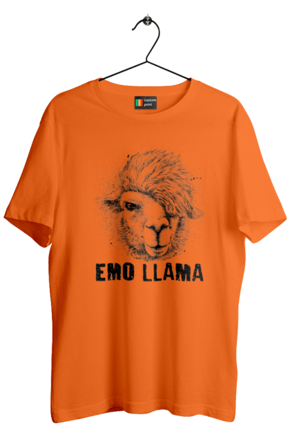 Футболка чоловіча з принтом "Емо Лама". Alpaca, animals, distressed, emo, funny, llama, vintage, емо, лама. 2070702