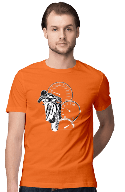 Men`s t-shirt with prints Motorcycle And Speed White. Moto, motorcycle, speed. 2070702