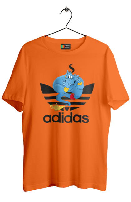 Футболка мужская с принтом Adidas Джинни. Adidas, aladdin, genie, адидас, аладдин, джинни, мультфильм, персонаж. 2070702