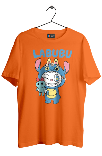 Футболка чоловіча з принтом "Лабубу". Іграшка лабубу, лабубу, лабубу кока кола, мерч лабубу, мила, синя лабаба, смішна лабубу. 2070702