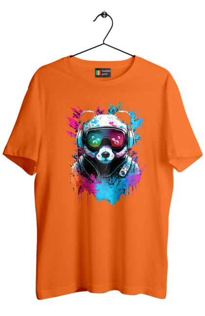 Футболка чоловіча з принтом "Панда в VR шолом". Віртуальна реальність, гік, панда, персонаж, шолом. 2070702