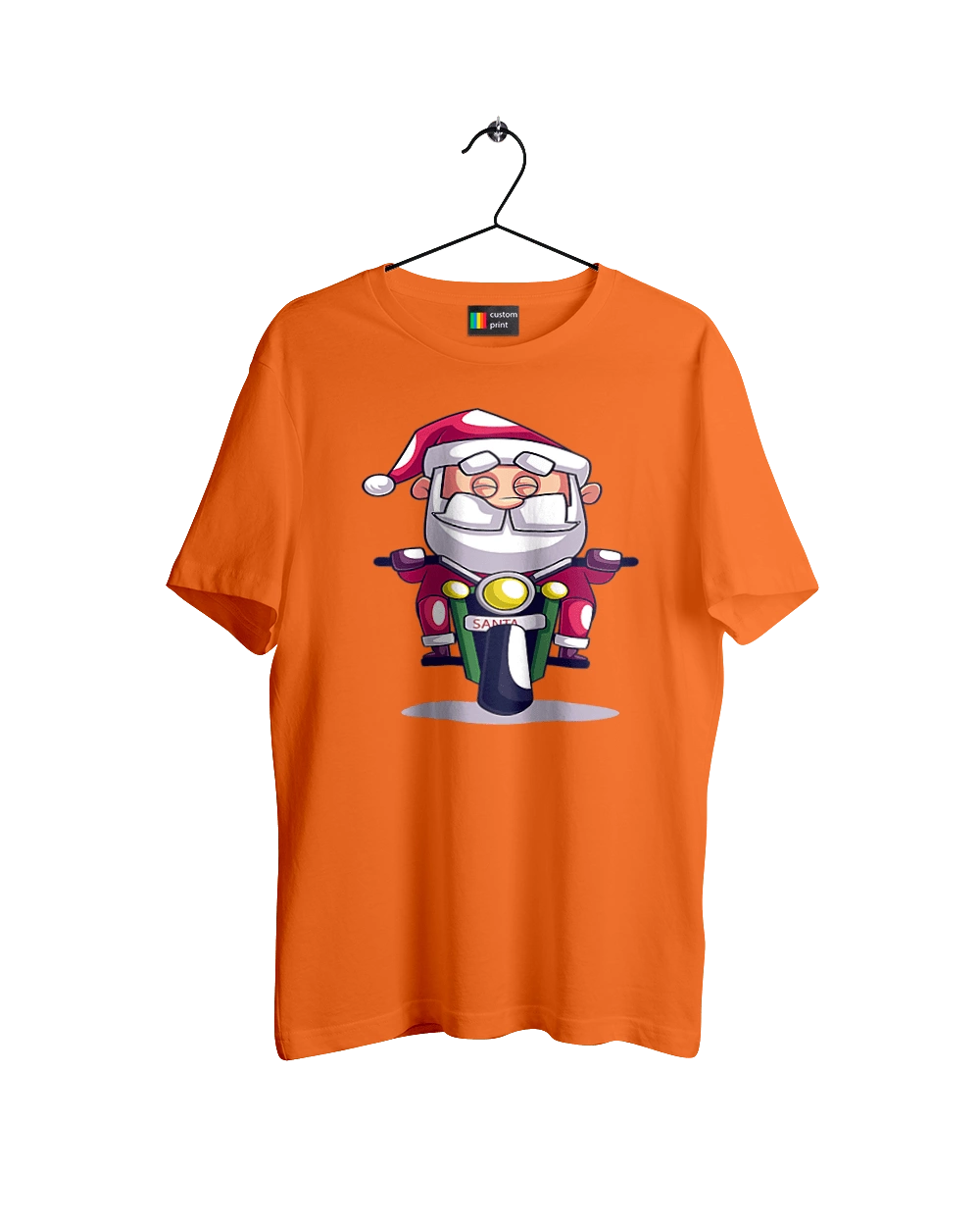 Happy Santa on a motorcycle