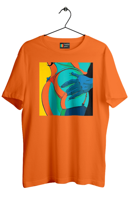 Футболка чоловіча з принтом "Жіноча Попа В Чоловічих Руках". Гола, жопа, ляпас. 2070702