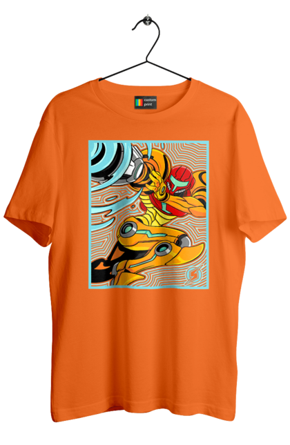 Men's t-shirt with prints Metroid Samus Aran. Game, head hunter, heroine, metroid, power suit, samus aran, video game. 2070702