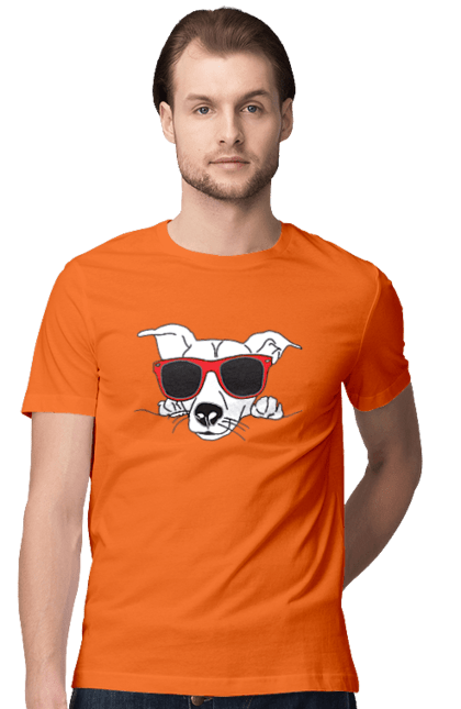 Футболка чоловіча з принтом "Собака Визирає". Визирати, окуляри, собака. 2070702