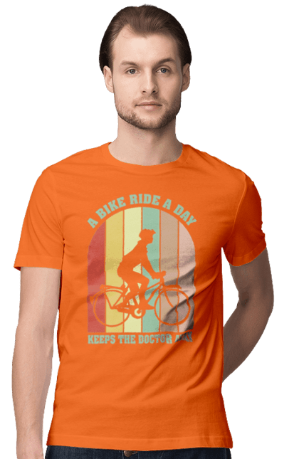 Футболка чоловіча з принтом "Поїздка на велосипеді". Велопрогулянка, велосипед, здоровий спосіб життя, зож, поїздка на велосипеді. 2070702