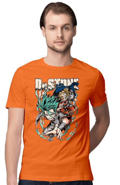 Men's t-shirt with prints Dr. Stone Senku and Ryuusui. Anime, dr. stone, ishigami, manga, ryuusui, ryuusui nanami, senku, senku ishigami. 2070702