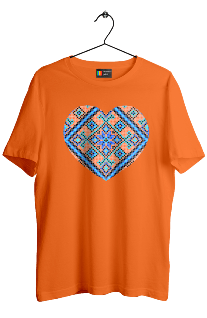 Футболка чоловіча з принтом "Серце вишивка". Вишиванка, вишивка, вишивка хрестиком, люблю україну, серце, символи україни, традиції україни, україна. 2070702