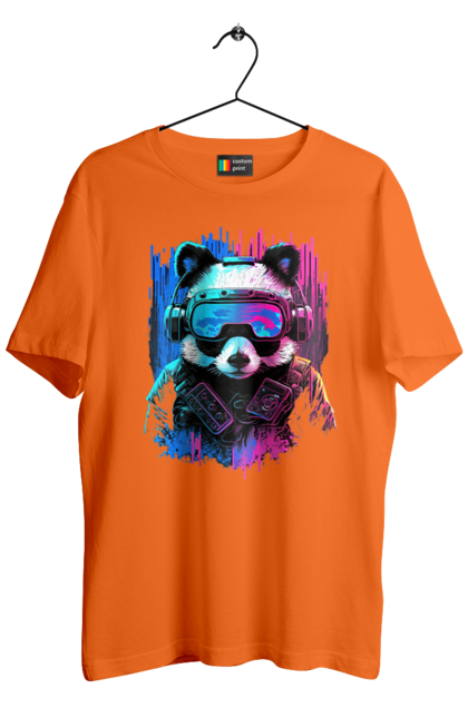 Футболка чоловіча з принтом "Панда в VR шолом". Віртуальна реальність, гік, панда, персонаж, шолом. 2070702