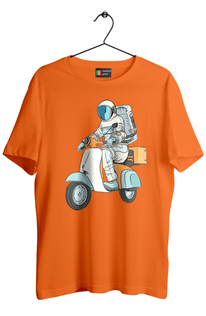 Men`s t-shirt with prints Astronaut on a motorcycle. Cosmonaut, motorcycle, space. 2070702