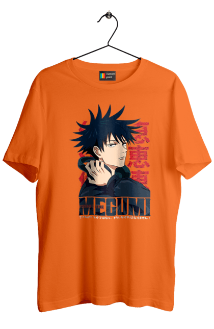 Men's t-shirt with prints Jujutsu Kaisen Megumi. Anime, dark fantasy, fushiguro, fushiguro megumi, jujutsu kaisen, magic battle, manga, megumi, mystic. 2070702