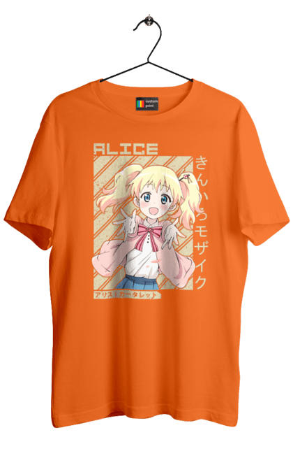 Men's t-shirt with prints Kiniro Mosaic Alice Cartelet. Alice, alice cartelet, anime, gold mosaic, kiniro mosaic, kinmoza, manga. 2070702