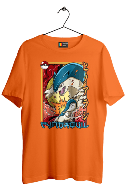 Men's t-shirt with prints Pokemon Cyndaquil. Cyndaquil, nintendo, pokemon, pokemon go. 2070702