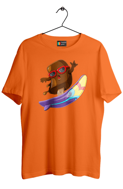 Футболка чоловіча з принтом "Мороженко На Серфі". Літо, морозиво, окуляри, серфінг. 2070702