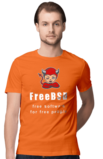 Футболка чоловіча з принтом "Freebsd Для Вільних". Bsd, freebsd, unix, адміністратор, айті, айтішник, безкоштовна, безкоштовно, бестія, білий, вільна, демон, демонесса, доступність, незалежність, операційна система, ос, програміст, програмне забезпечення, свобода, сисадмін, система, системний адміністратор, софт, текст, червоний. 2070702