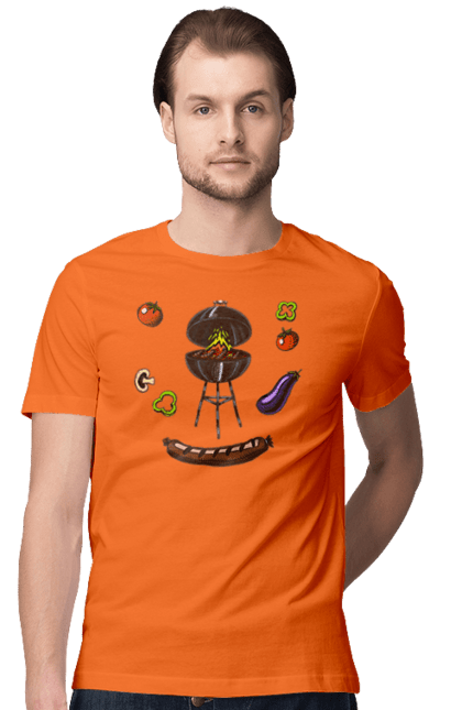 Футболка чоловіча з принтом "Барбекю Сосиска". Барбекю, гриль, смажити, сосиска. 2070702
