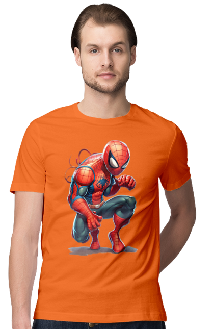 Футболка чоловіча з принтом "Людина павук". Всесвіт марвел, людина павук, марвел, персонаж, супергерой. CustomPrint.market