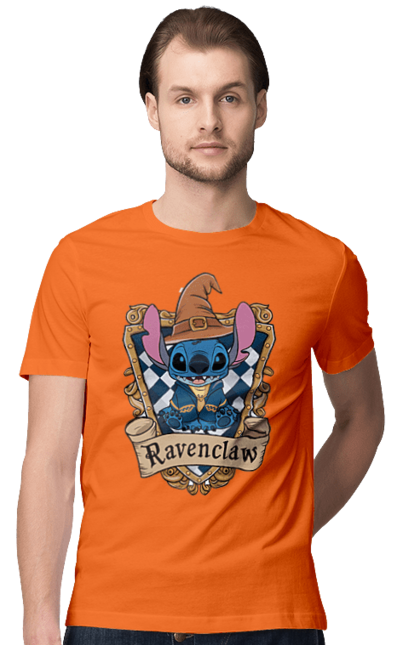 Men's t-shirt with prints Stich Ravenclaw. Faculty, franchise, harry potter, hogwarts, ravenclaw, stich. 2070702