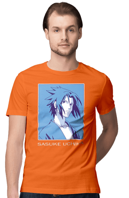 Men's t-shirt with prints Naruto Sasuke Uchiha. Anime, manga, naruto, sasuke, sasuke uchiha, team 7, team number 7, uchiha. 2070702