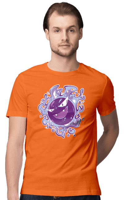 Men's t-shirt with prints Pokemon Gastly. Anime, games, gastly, nintendo, pokemon, pokemon go. 2070702