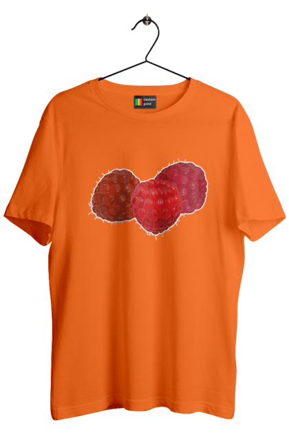 Футболка чоловіча з принтом "Малина". Веган, вегетаріанець, делікатес, дієта, їжа, літо, малина, плід, смачно, стигла, червона, ягода. 2070702