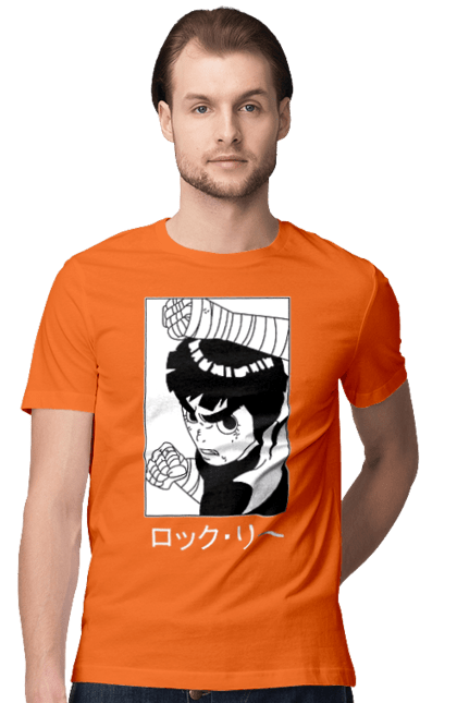 Men's t-shirt with prints Naruto Rock Lee. Anime, manga, naruto, rock lee, shinobi, team guy. 2070702