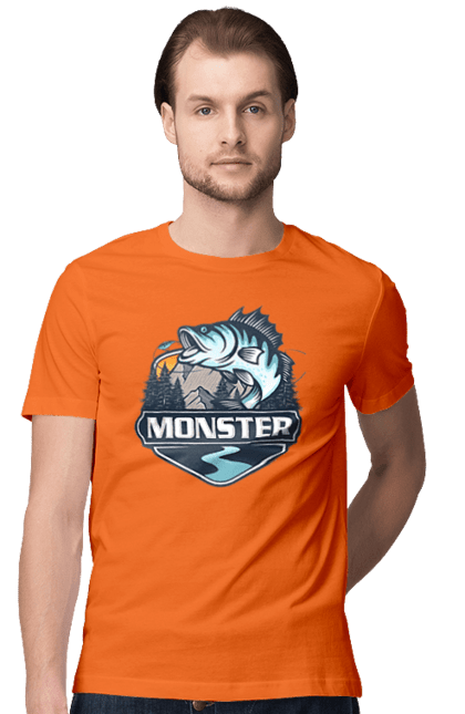 Футболка чоловіча з принтом "Рибалка". Монстер, рибак, рибалка, хоббі. 2070702