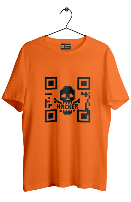 Футболка чоловіча з принтом "Хакер hacker". Geek, hacker, ios, qr code, qr код, ай ті, айтішник, геймер, гік, іт, мем, позитив, пранк, програміст, розробник, хакер. 2070702
