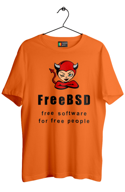 Футболка чоловіча з принтом "Freebsd Для Вільних". Bsd, freebsd, unix, адміністратор, айті, айтішник, безкоштовна, безкоштовно, бестія, вільна, демон, демонесса, доступність, незалежність, операційна система, ос, програміст, програмне забезпечення, свобода, сисадмін, система, системний адміністратор, софт, текст, червоний, чорний. 2070702