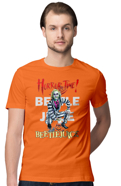 Men's t-shirt with prints Beetlejuice. Beetlejuice, comedy, ghost, horror, movie, tim burton, warner bros. 2070702