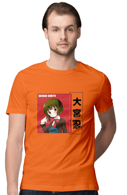 Men's t-shirt with prints Kiniro Mosaic Shinobu Omiya. Anime, gold mosaic, kiniro mosaic, kinmoza, manga, shinobu, shinobu omiya. 2070702