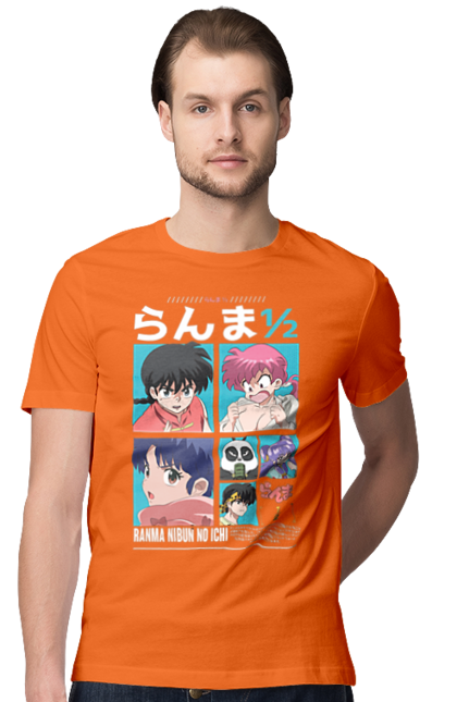 Men's t-shirt with prints Ranma 1/2. Action movie, anime, comedy, manga, mystic, ranma, romance, shampoo. 2070702