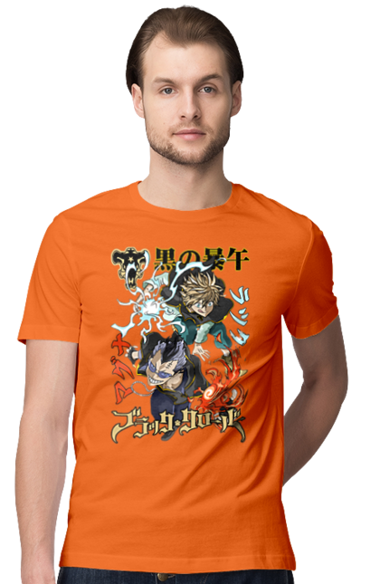 Men's t-shirt with prints Black Clover Magna Swing and Luck Voltia. Anime, black clover, luck voltia, magna swing, manga, wizard king. 2070702