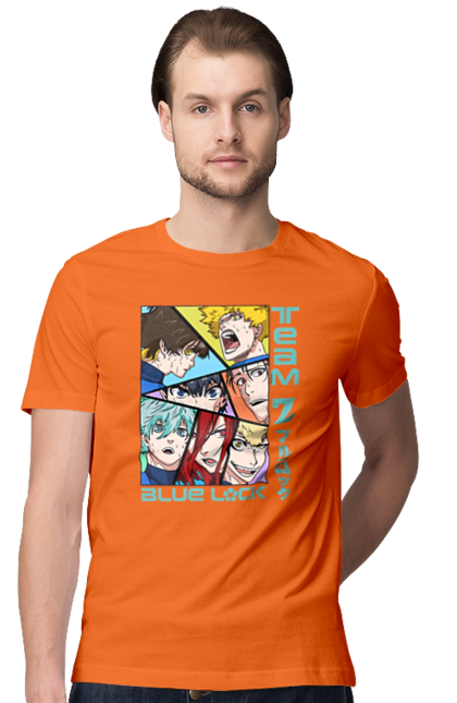 Men's t-shirt with prints Blue Lock. Anime, blue lock, blue prison, manga, sport, sports anime. 2070702