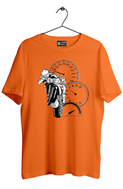 Men`s t-shirt with prints Motorcycle Speed Black. Moto, motorcycle, overclocking, speed. 2070702