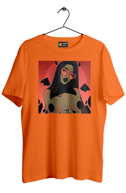 Футболка чоловіча з принтом "Диявол З Цицьками". Гола, диявол, сиськи. 2070702