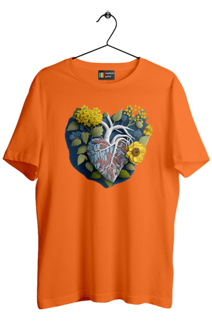 Футболка чоловіча з принтом "Серце квіти". Люблю україну, перемога україни, серце, символи україни, соняшник, традиції україни, україна. 2070702