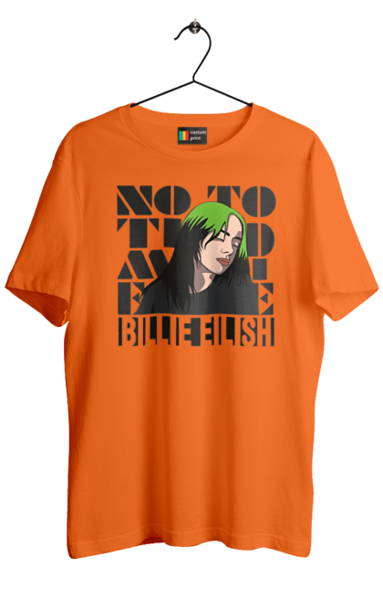 Футболка чоловіча з принтом "Біллі Айліш". Біллі айліш, логотип біллі айліш, принт біллі айліш, співачка біллі айліш. 2070702