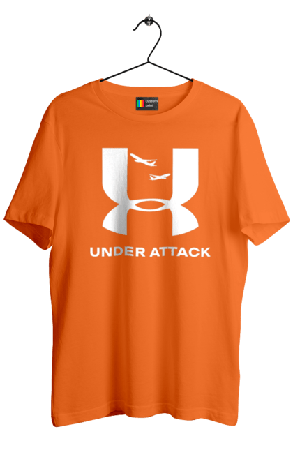 Футболка чоловіча з принтом "Under Attack white". Андер армор, бренди, гумор, приколи, прикольні, ундер армор. 2070702
