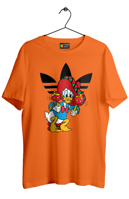 Футболка мужская с принтом Adidas Дональд Дак. Adidas, daisy duck, donald duck, адидас, дейзи дак, дональд дак, мультсериал, мультфильм. 2070702