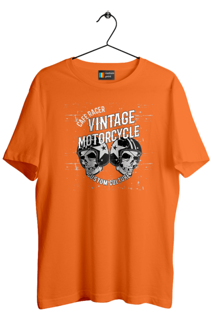 Футболка чоловіча з принтом "мото вантажу". Вінтаж, мото, череп, шолом. 2070702
