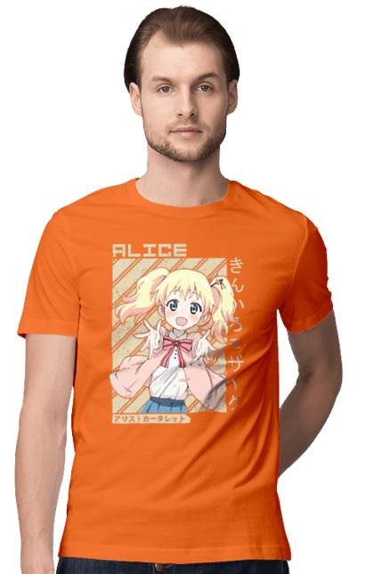 Men's t-shirt with prints Kiniro Mosaic Alice Cartelet. Alice, alice cartelet, anime, gold mosaic, kiniro mosaic, kinmoza, manga. 2070702