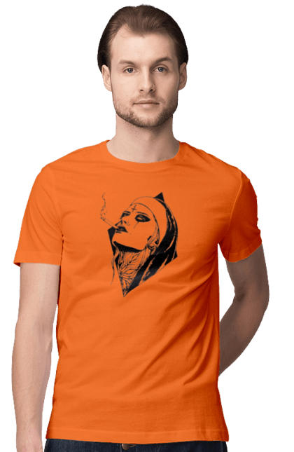 Men`s t-shirt with prints Nun. Cigarettes, cool, girl, tattoo. 2070702
